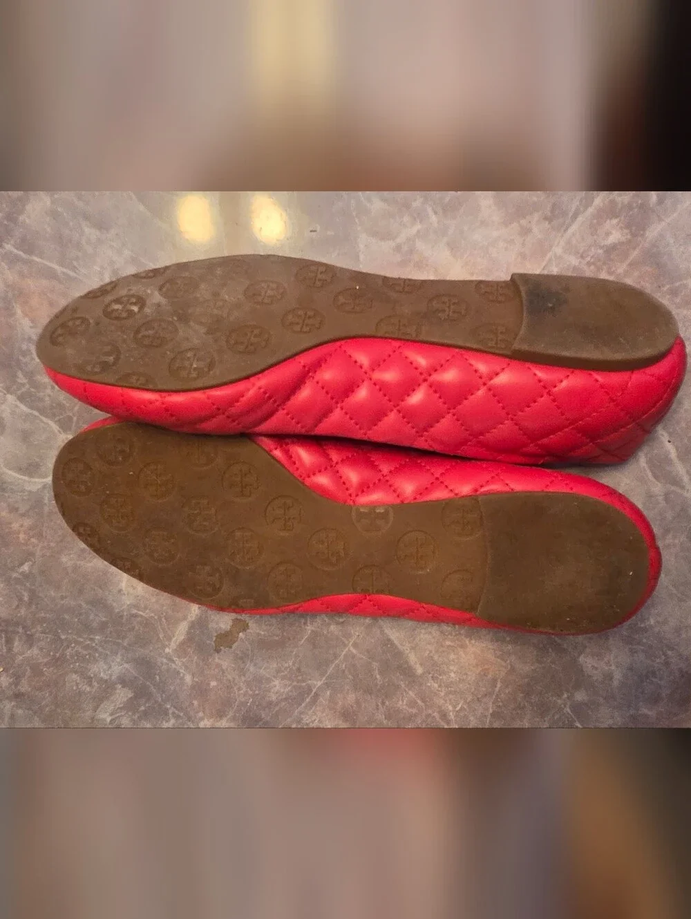 Tory Burch Red Quilted Logo Ballet Flats